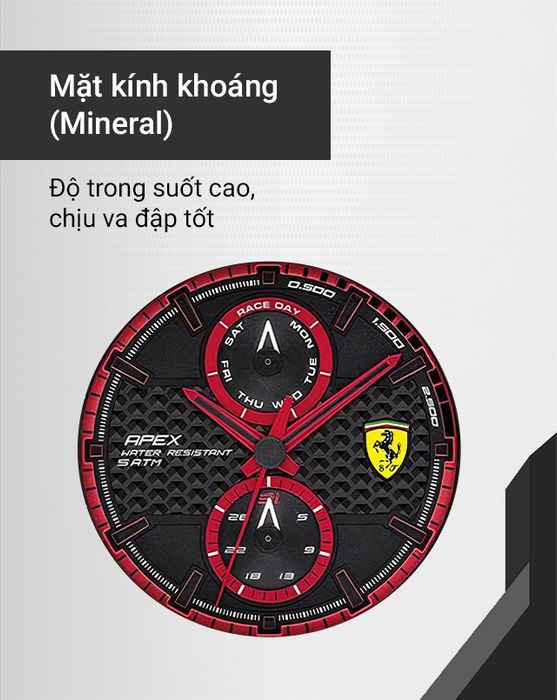 Đồng hồ Nam Ferrari 0830634 sở hữu mặt kính khoáng trong suốt