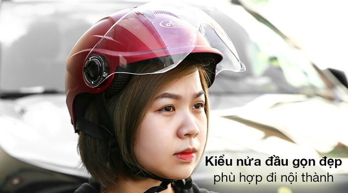Mũ 1/2 size L Asia MT-179K đỏ - Mũ bảo hiểm Asia thiết kế kiểu 1/2 gọn đẹp