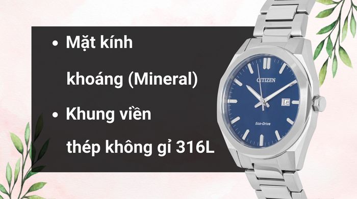 Chất liệu mặt kính và khung viền của mẫu đồng hồ