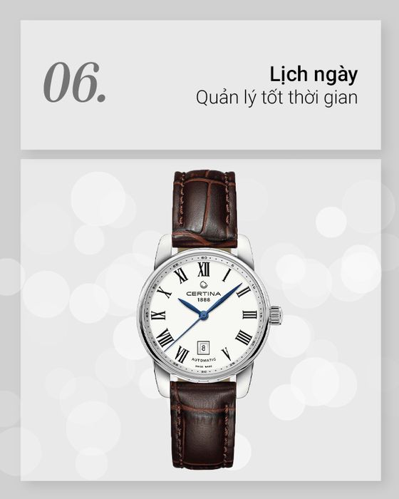 Đồng hồ Nữ Certina C001.007.16.013.00 tích hợp lịch ngày giúp bạn quản lý thời gian