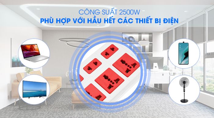 Ổ cắm điện Điện Quang 6 lỗ 5m ECO ĐQ ESK 5WR 6ECO