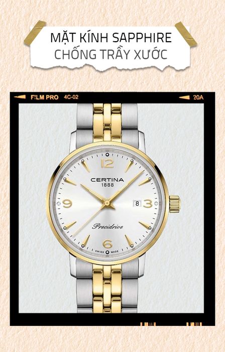 Đồng hồ Nữ Certina C035.210.22.037.02 có mặt kính Sapphire chống trầy xước