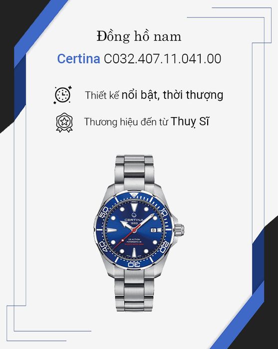 Tổng quan về đồng hồ Nam Certina C032.407.11.041.00