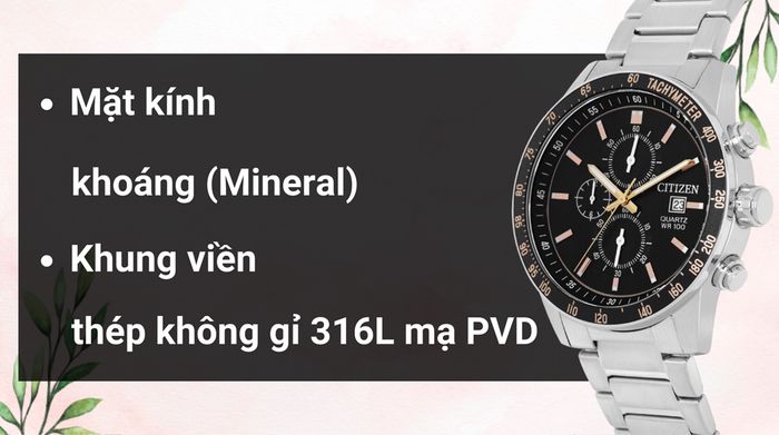 Chất liệu mặt kính và khung viền của mẫu đồng hồ