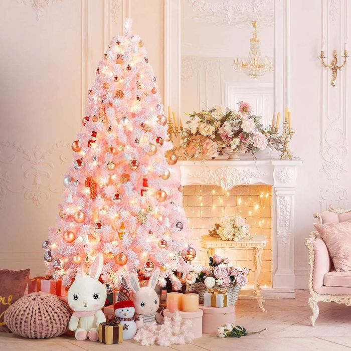 Top Pick: Yaheetech Pink Snow-Flocked Artificial Christmas Tree