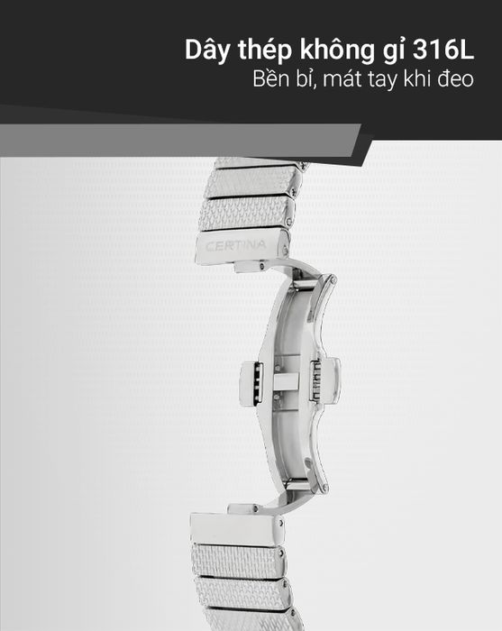 Đồng hồ Nam Certina C036.407.11.050.01 có dây đeo thép không gỉ 316L bền bỉ