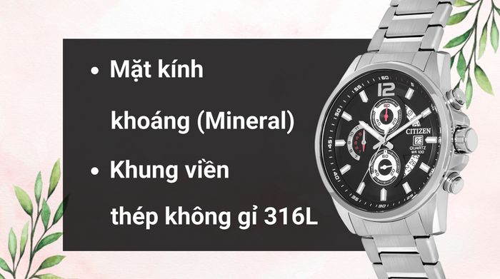 Chất liệu mặt kính và khung viền của mẫu đồng hồ