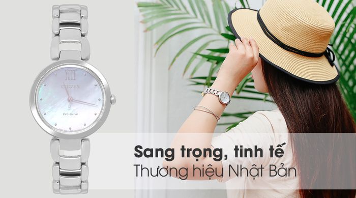 Đồng hồ nữ Citizen EM0530-81D - Eco-Drive có kiểu dáng thanh lịch, sang trọng