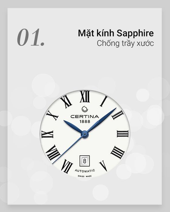 Đồng hồ Nữ Certina C001.007.16.013.00 có mặt kính Sapphire chống trầy xước