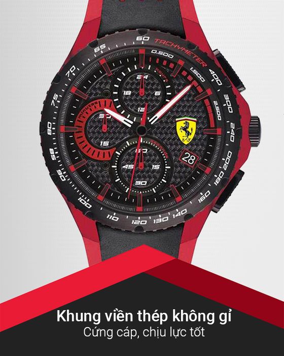 Đồng hồ Nam Ferrari 0830733 có khung viền cứng cáp
