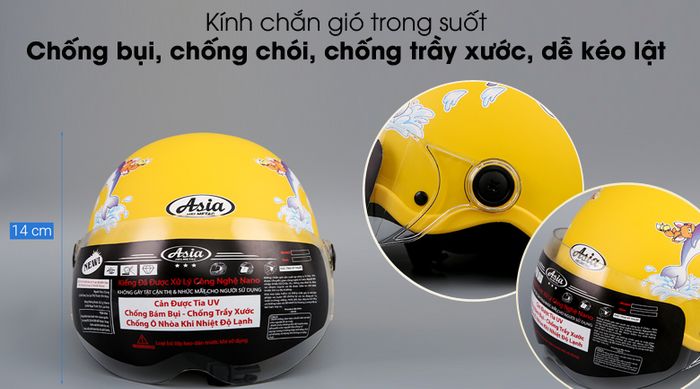 Kính chắn gió chống chói, chống trầy - Mũ bảo hiểm trẻ em 1/2 có kính size S Asia MT-103KS
