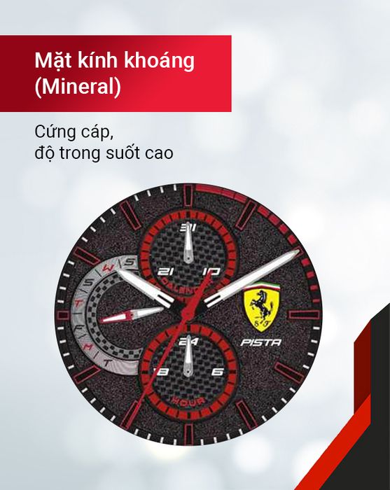 Đồng hồ Nam Ferrari 0830726 có mặt kính Mineral cho độ trong suốt cao