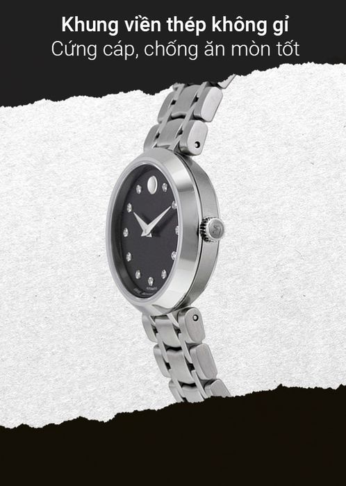 Đồng hồ Nữ Movado 0606919 có khung viền thép không gỉ cứng cáp