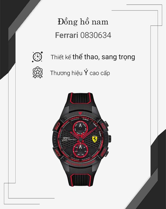 Đồng hồ Nam Ferrari 0830634 có thiết kế thể thao, sang trọng
