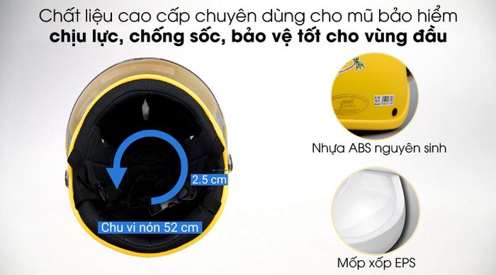 Chất liệu tốt - Mũ bảo hiểm trẻ em 1/2 có kính size S Asia MT-103KS