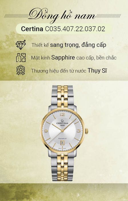 Tổng quan về đồng hồ Nam Certina C035.407.22.037.02