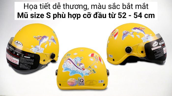 Đẹp mắt - Mũ bảo hiểm trẻ em 1/2 có kính size S Asia MT-103KS