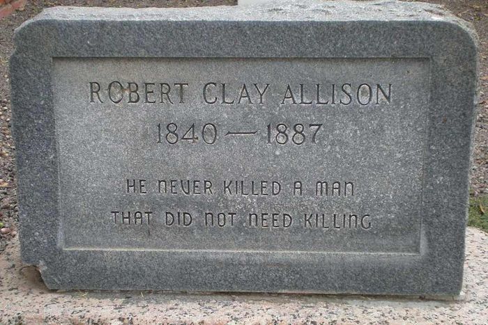 Robert Clay Allison’s gravestone in Pecos, Texas.