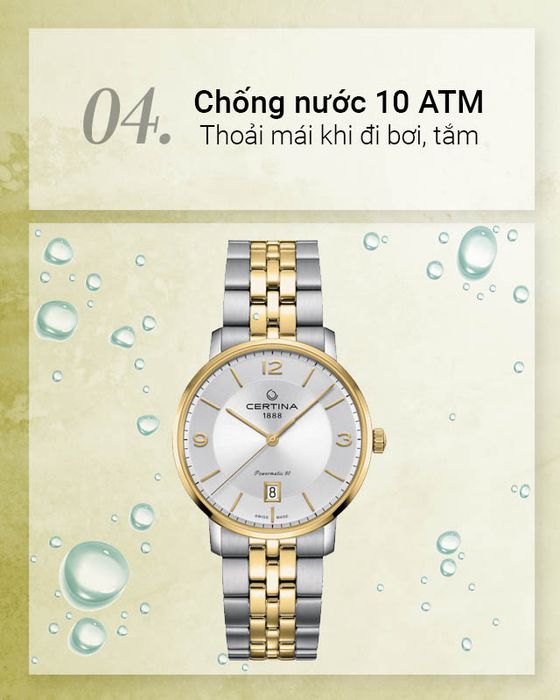 Đồng hồ Nam Certina C035.407.22.037.02 có hệ số chống nước 10 ATM