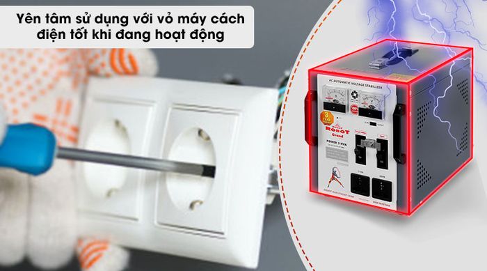 Ổn áp ROBOT 1 Pha 3KVA GR03K090 - Vỏ cách điện an toàn