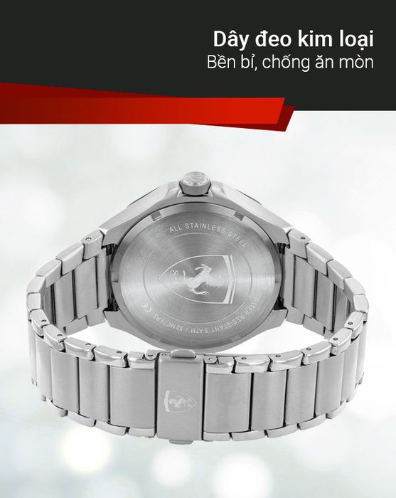Đồng hồ Nam Ferrari 0830726 có dây đeo kim loại bền bỉ