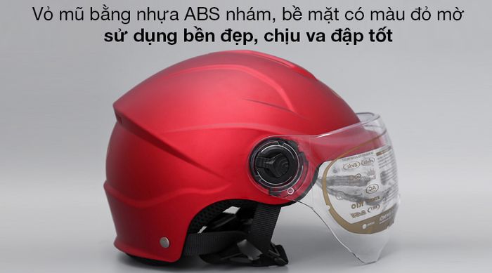 Mũ 1/2 size L Asia MT-179K đỏ - Vỏ mũ bằng nhựa ABS nhám