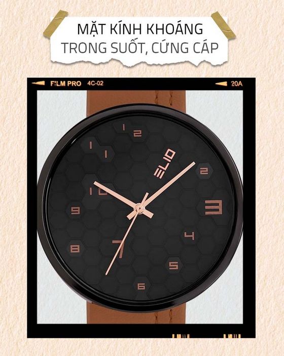 Đồng hồ Nam Elio EL055-01 có mặt kính chịu lực tốt