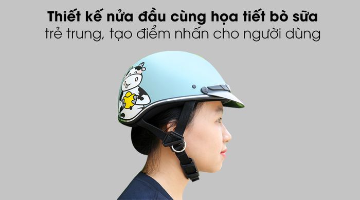 Thiết kế - Mũ bảo hiểm 1/2 size M Delites ATN04 Xanh bò sữa
