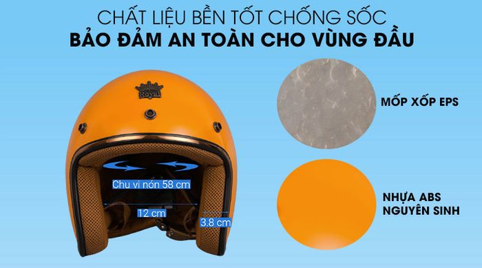 Chất liệu mũ bảo hiểm - Mũ bảo hiểm 3/4 size XL Royal M20C
