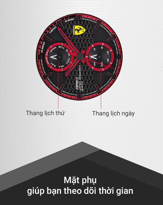 Đồng hồ Nam Ferrari 0830634 giúp bạn theo dõi thời gian với mặt phụ