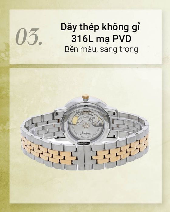 Đồng hồ Nam Certina C035.407.22.037.02 có dây đeo thép không gỉ 316L mạ PVD