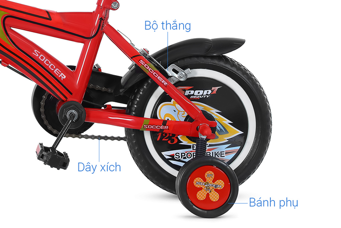 Xe Đạp Trẻ Em Đại Phát Tài Mèo 12 inch - Bánh phụ