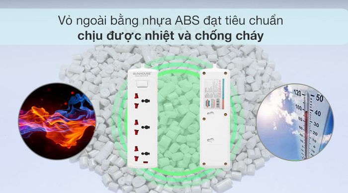 Nhựa ABS an toàn - Ổ cắm 3 lỗ dây 2.5m Sunhouse SHE OC6-3P