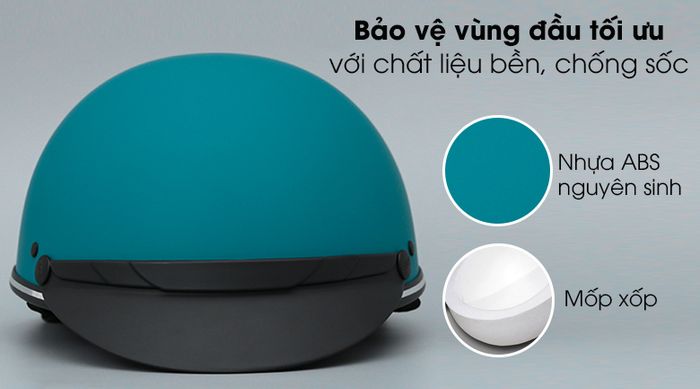 Mũ bảo hiểm 1/2 size M Delites ATN04 - Nhựa ABS nguyên sinh và lớp sơn cao cấp phủ trên bề mặt mũ bảo hiểm Delites bền tốt