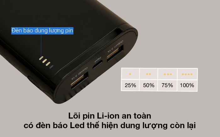 Đèn báo pin - Pin sạc dự phòng 7.500 mAh 10.5W AVA+ LA Y68