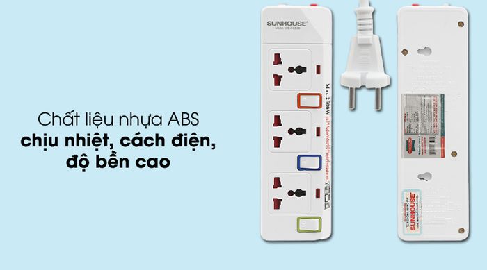Chất liệu bền tốt - Ổ cắm điện Sunhouse SHE-OC2-3R