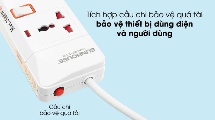 Chống quá tải - Ổ cắm điện Sunhouse SHE-OC2-3R