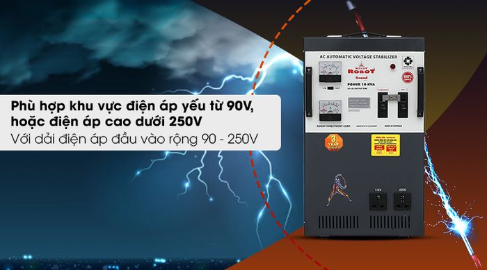 Ổn áp ROBOT 1 Pha 10KVA GR10K090 - Dải điện áp