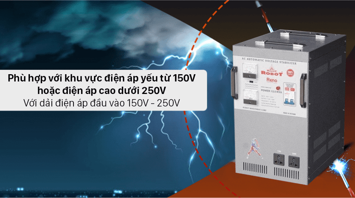 Ổn áp ROBOT 1 Pha 12.5 KVA 150 - Dải điện áp đầu vào