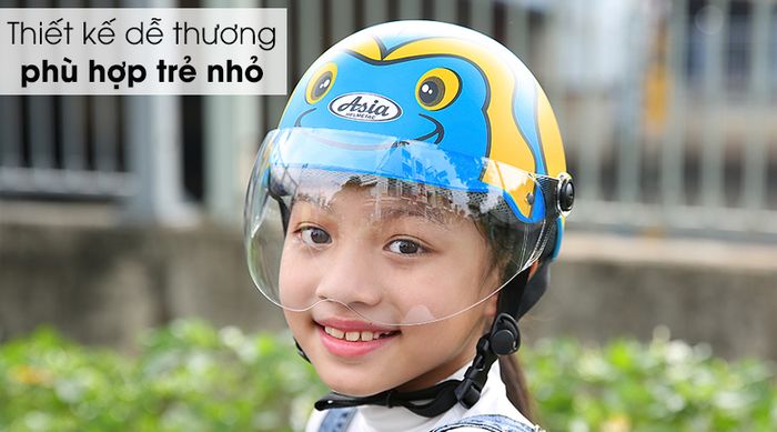 Mũ bảo hiểm trẻ em nửa đầu có kính size S Asia MT-103KS xanh vàng - Thiết kế đẹp mắt, dễ thương