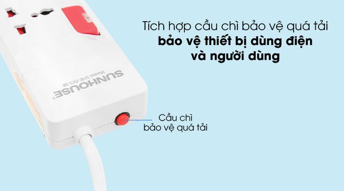 Cầu chì chống cháy - Ổ cắm điện Sunhouse SHE-OC1-3R