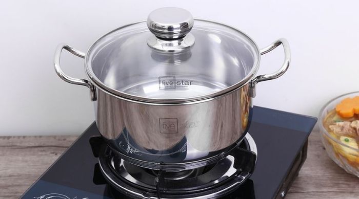 Đường kính - Nồi inox 3 đáy nắp kính 20 cm Fivestar N20-5DG