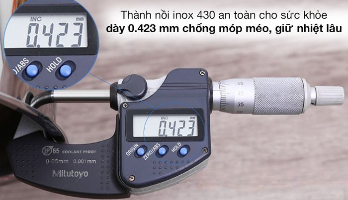 Độ dày - Nồi inox 3 đáy nắp kính 20 cm Fivestar N20-5DG