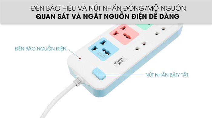 Đèn báo hiệu - Ổ cắm điện Comet 7 lỗ 3m CES4433