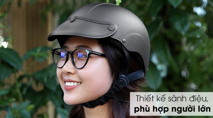 Mũ bảo hiểm nửa đầu size M Asia MT-128 đen mờ - Màu đen mờ đơn giản, sành điệu