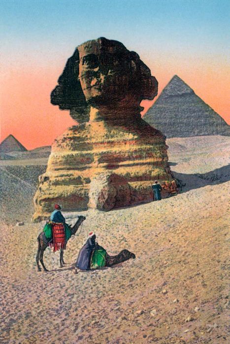 The Great Sphinx and the pyramids of Giza.