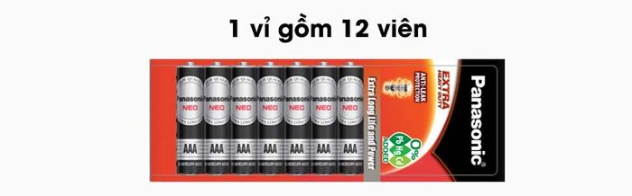 Pin AAA 12 viên Manganese Panasonic R03NT-12H Đen