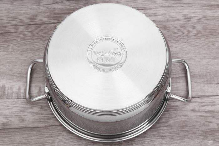 Đáy 3 lớp - Nồi inox 3 đáy nắp kính 20 cm Fivestar N20-5DG