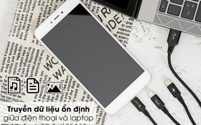 Cáp 3 đầu Lightning Type C Micro 1m Xmobile DR002 Đen - Sao chép tài liệu, hình ảnh, phim giữa điện thoại và laptop ổn định