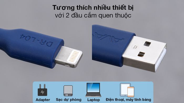 Cáp Lightning AVA+ DR-L04 - Hỗ trợ 2 jack kết nối Lightning và USB